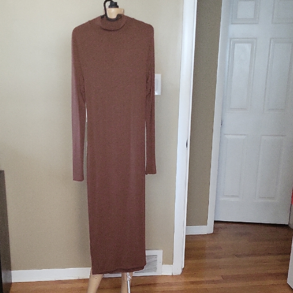 Bar III Brown Long Sleeve Sheath Dress